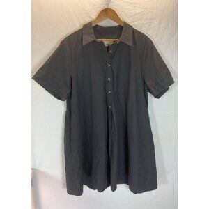 Anthropologie  Swing‎ Black Shirt Dress XL Boho Casual Beach short sleeve